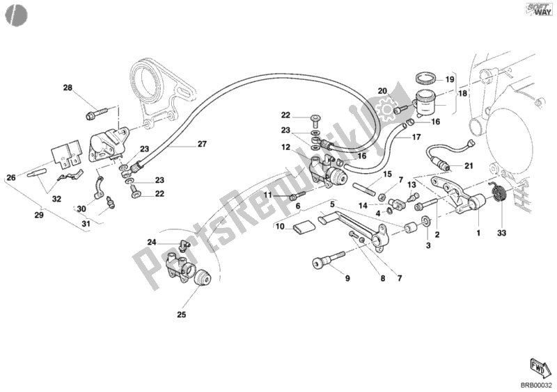 Todas las partes para Sistema De Freno Trasero de Ducati Superbike 748 E 2001